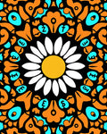 Vibrant Orange Daisy Mandala Rug