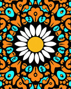 Vibrant Orange Daisy Mandala Rug