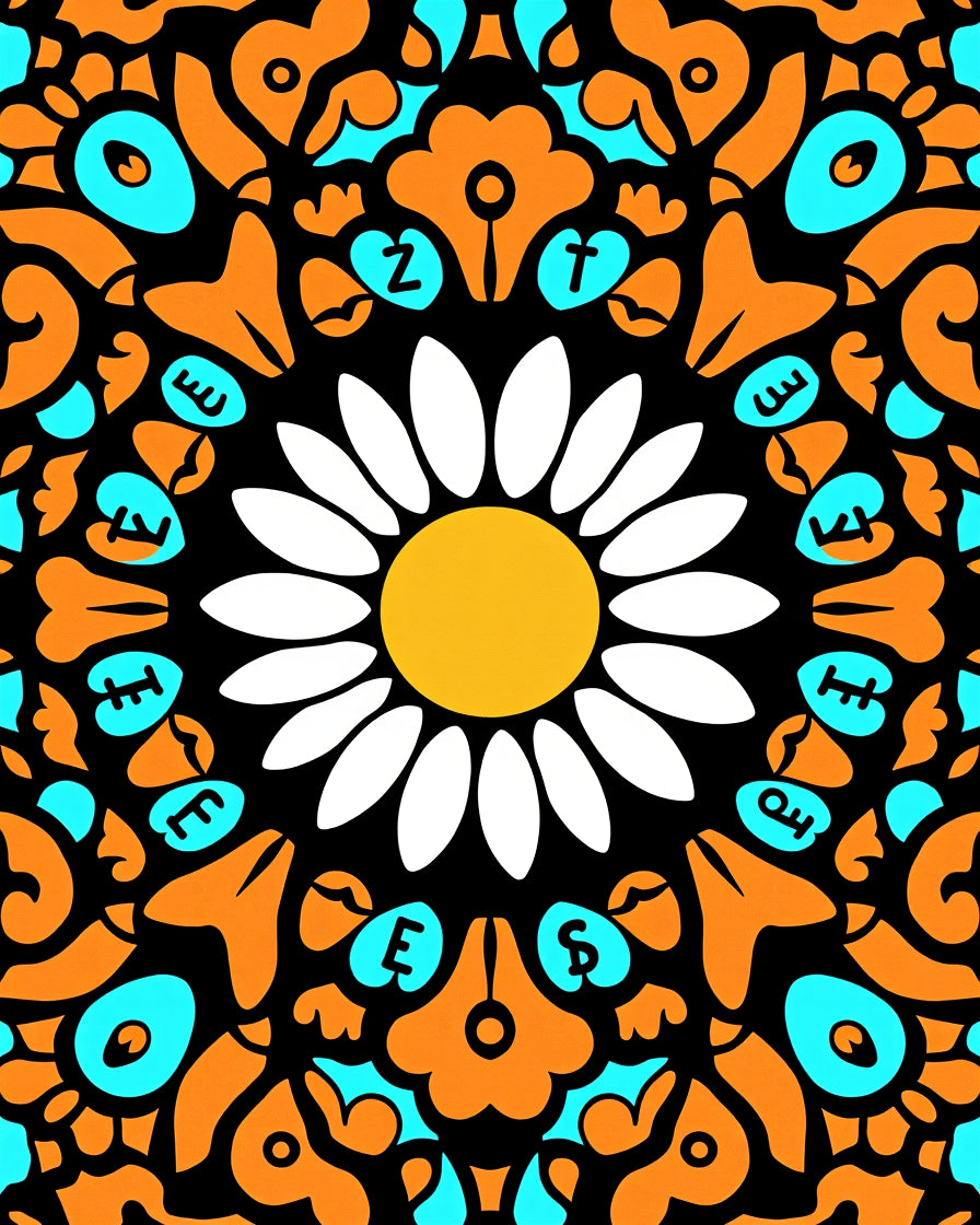 Vibrant Orange Daisy Mandala Rug