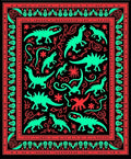 Tonal Dinosaur Tropical Botanical Border Rug