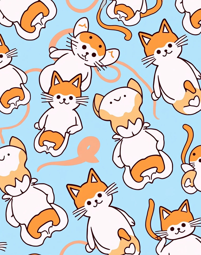 Cute Orange and White Cats Playful Whimsy Rug