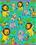 Cute Jungle Animals and Leaves Rug