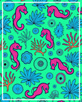 Whimsical Pink Seahorse Coral Garden Rug
