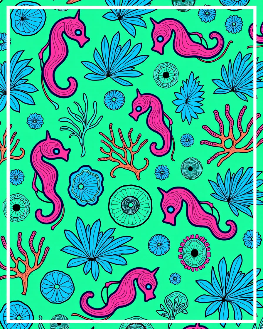 Whimsical Pink Seahorse Coral Garden Rug