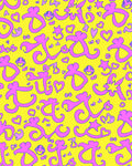 Pink Hearts Stars Swirls Yellow Rug