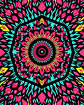 Vibrant Pink Turquoise Sunburst Mandala Rug