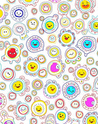 Whimsical Happy Faces Smiley Circle Collage Rug