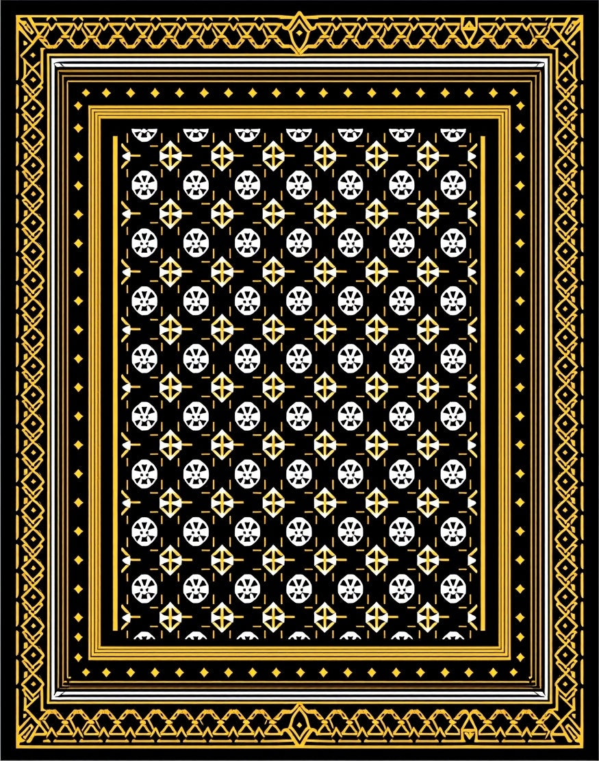 Black Gold Geometric Mandala Rug