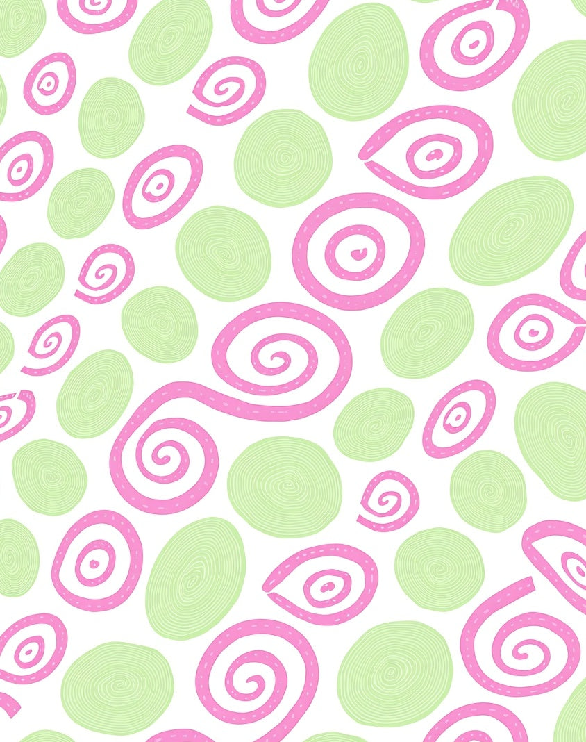 Whimsical Pink Swirls and Dots Rug