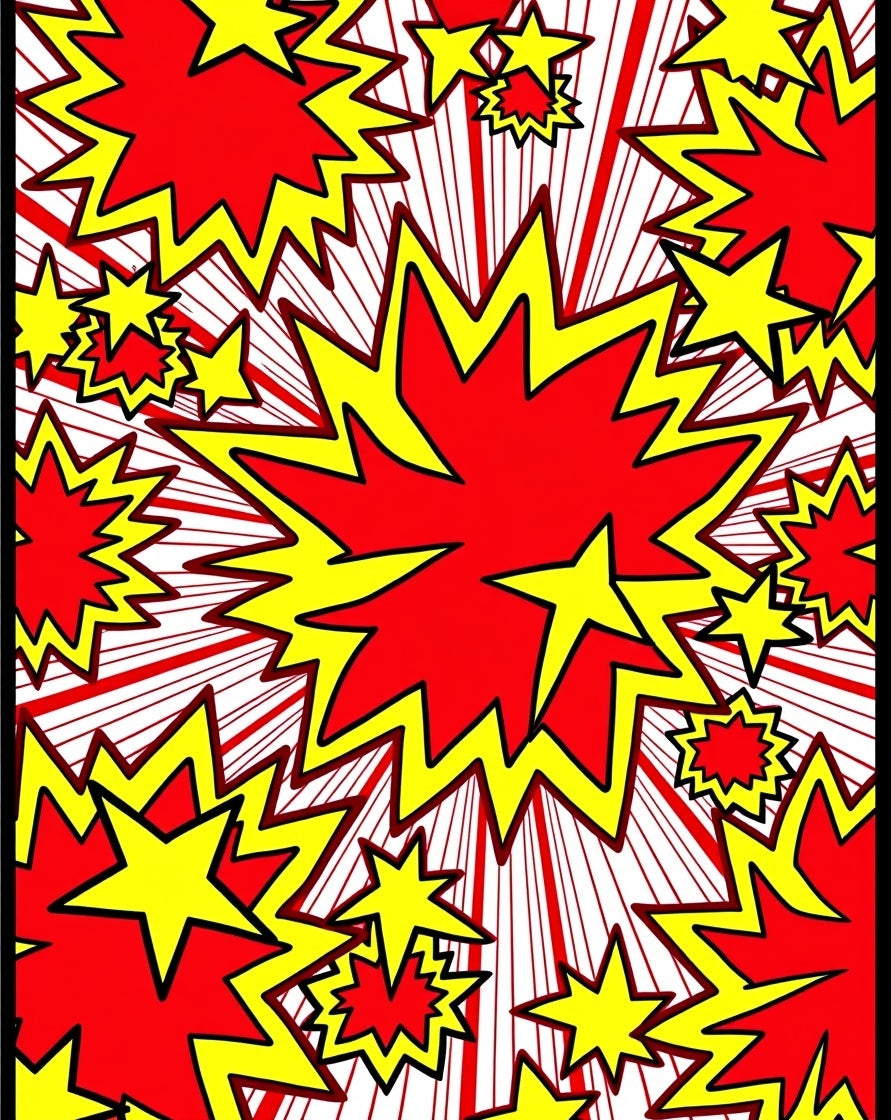 Explosive Red Yellow Starburst Rug
