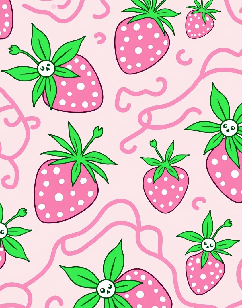 Pink Strawberry Swirls and Curls Rug