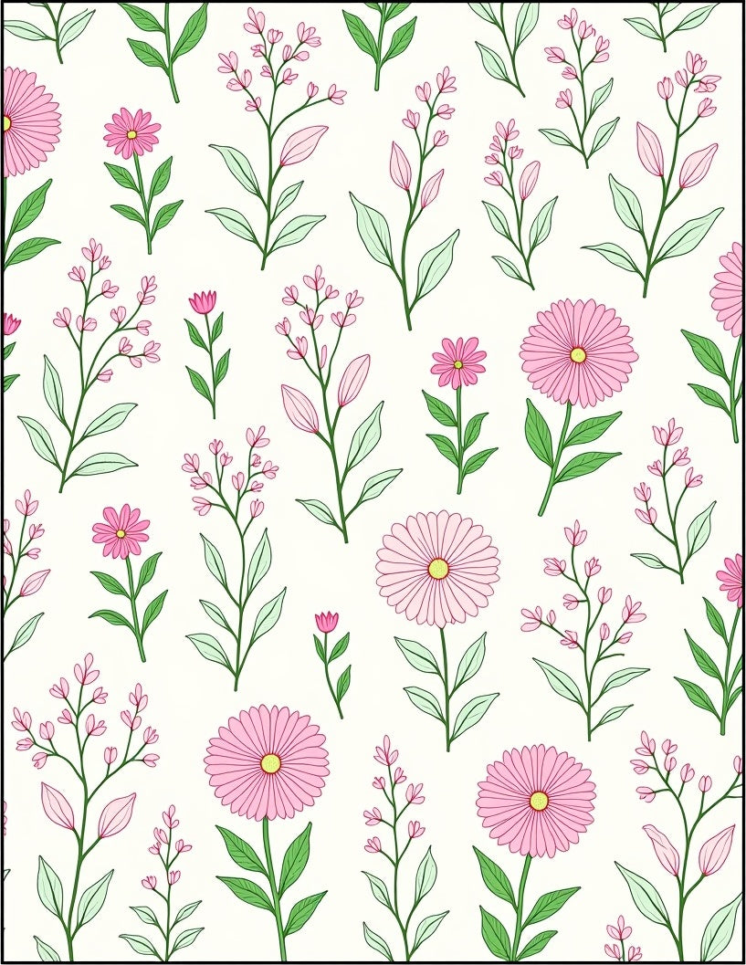 Pink Daisy Floral Branch Whimsical Rug