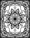 Bold Black Floral Medallion Frame Rug