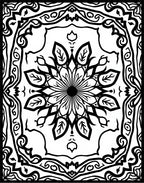 Bold Black Floral Medallion Frame Rug