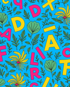Bright Yellow Floral Alphabet Scatter Rug