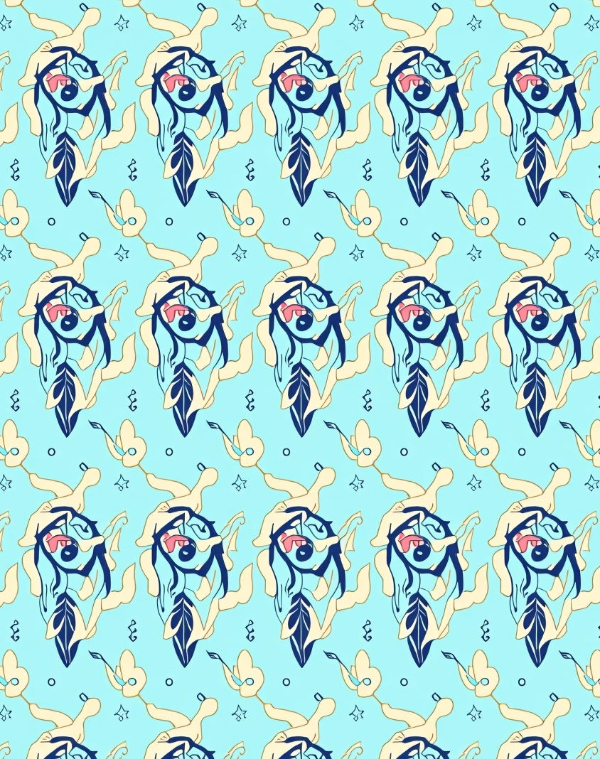 Abstract Blue Face Jazzy Notes Rug