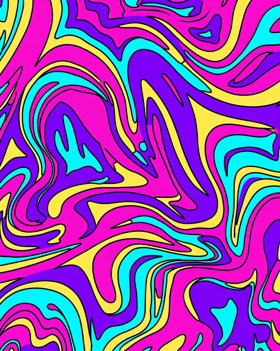 Vibrant Pink Purple Yellow Swirl Rug