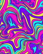 Vibrant Pink Purple Yellow Swirl Rug