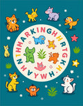 Colorful Cartoon Animals Alphabet Circle Rug