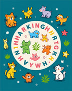 Colorful Cartoon Animals Alphabet Circle Rug