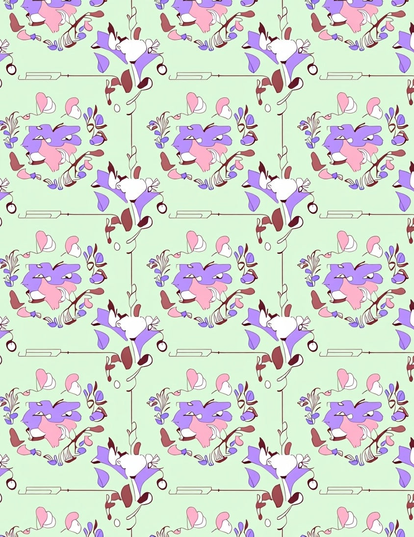 Abstract Lavender and Pink Floral Cluster Rug