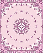 Pink Floral Medallion Bordered Rug