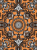 Orange Black White Paisley Medallion Rug