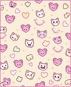 Cute Pink Kawaii Cat Hearts Rug