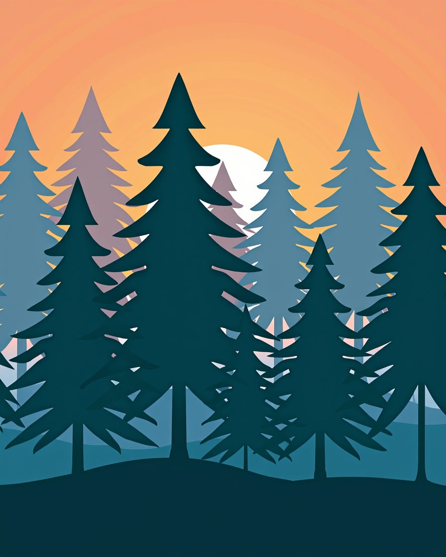 Teal Forest Sunset Horizon Rug
