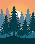 Teal Forest Sunset Horizon Rug