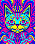 Vibrant Psychedelic Cat Swirl Rug