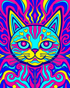 Vibrant Psychedelic Cat Swirl Rug