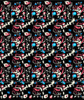 Abstract Graffiti Shapes Black Rug