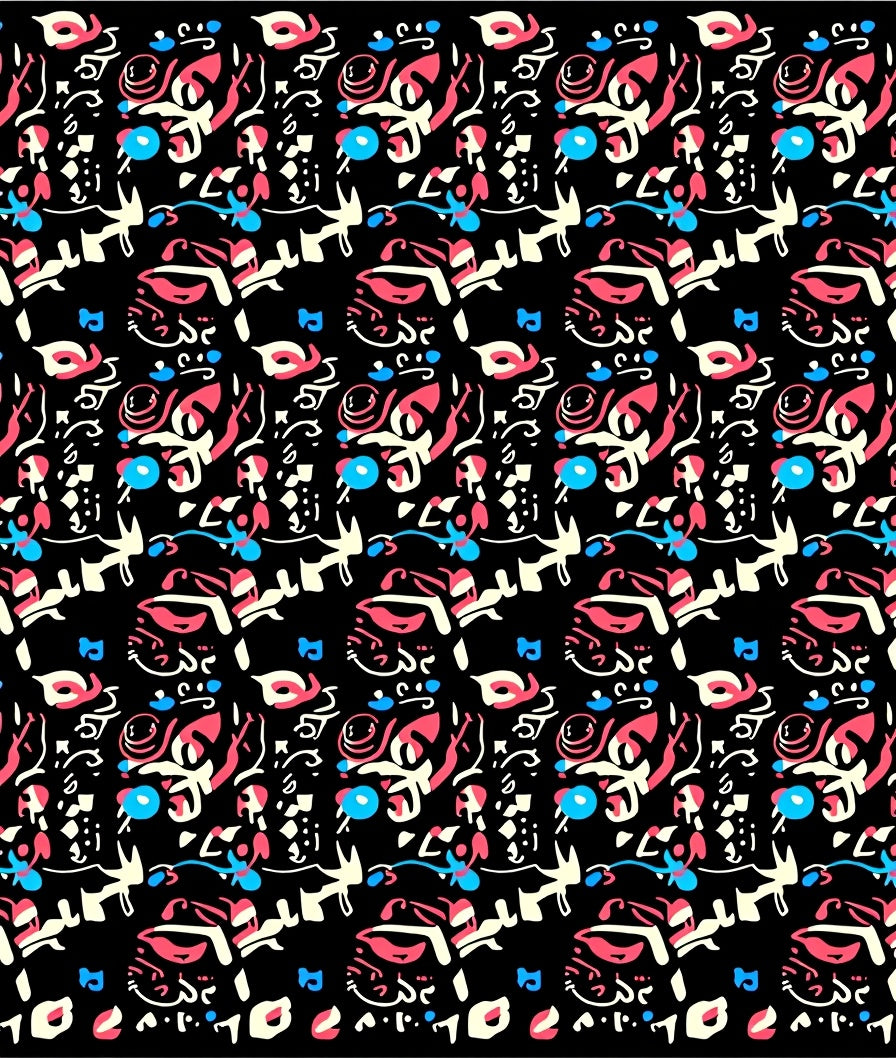 Abstract Graffiti Shapes Black Rug