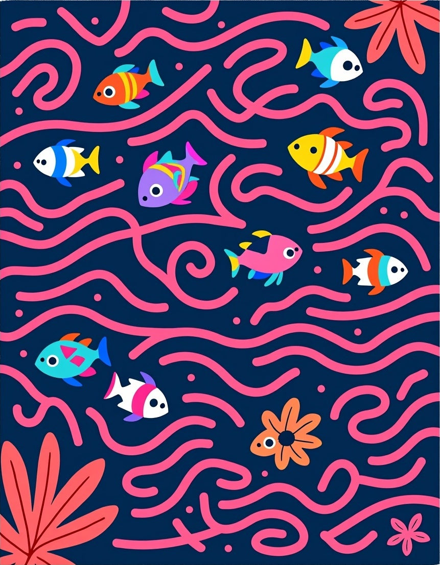 Colorful Fish With Coral Swirls Rug