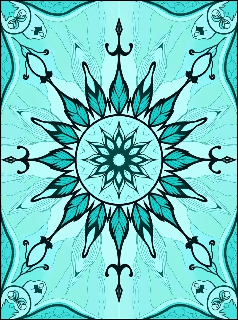 Turquoise Mandala Bloom Water Surface Rug