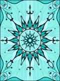 Turquoise Mandala Bloom Water Surface Rug