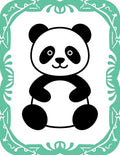 Cute Black and White Panda Mint Border Rug