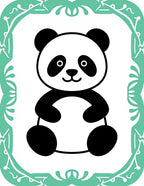 Cute Black and White Panda Mint Border Rug
