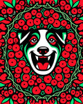 Happy Dog Red Green Mandala Rug