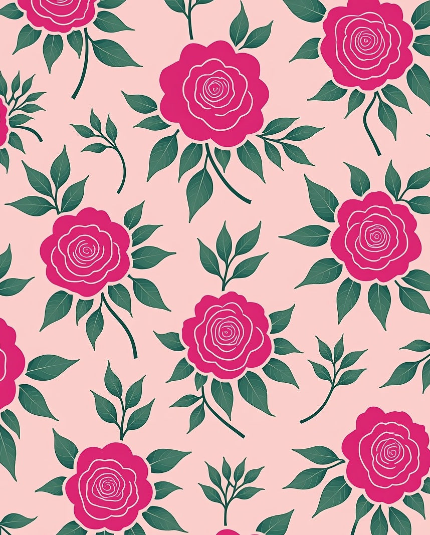 Vibrant Crimson Rose Garden Garland Rug