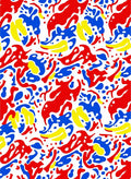 Bold Red Blue Yellow Abstract Splatter Rug