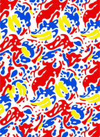 Bold Red Blue Yellow Abstract Splatter Rug