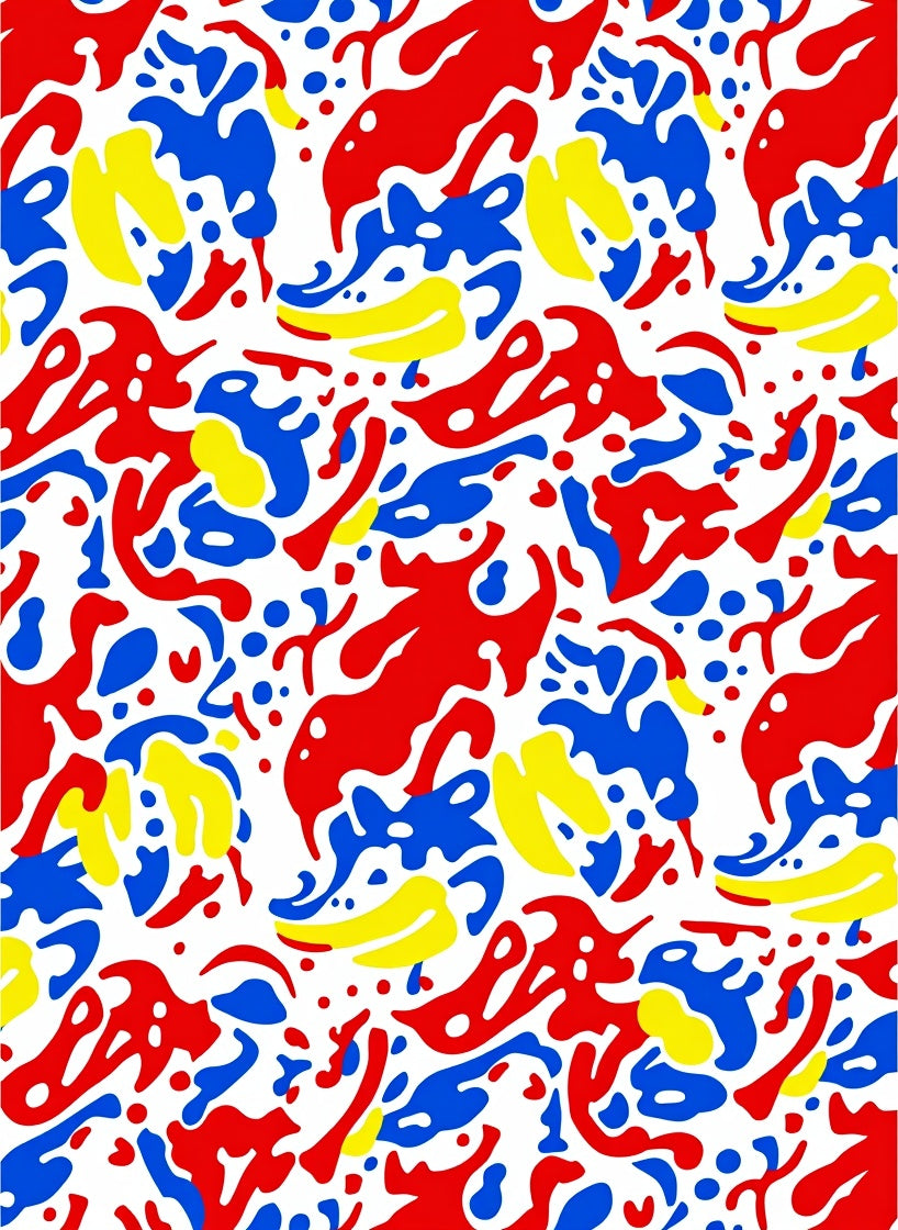 Bold Red Blue Yellow Abstract Splatter Rug