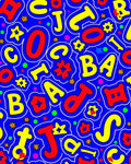 Playful Alphabet Red Yellow Blue Collage Rug