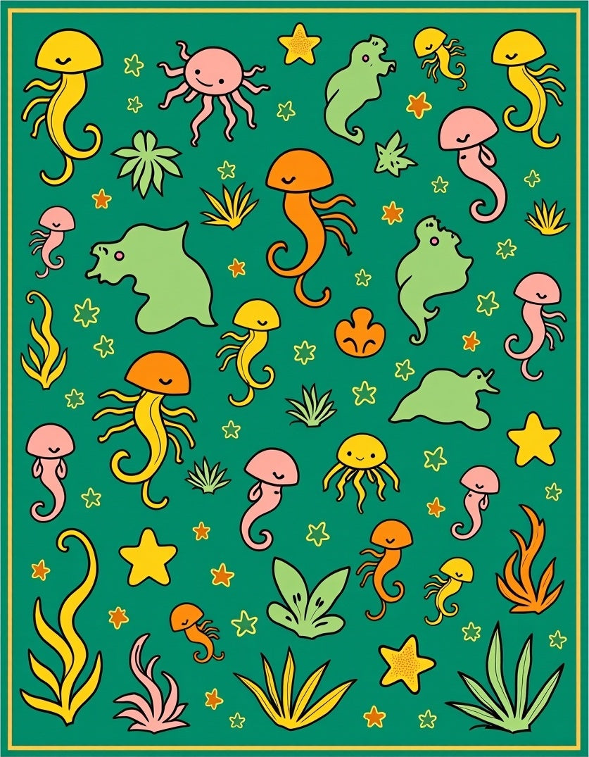 Playful Sea Creatures Underwater Kingdom Rug
