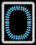 White Fringed Blue Leaf Border Rug