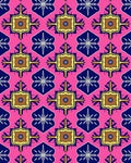 Pink Navy Golden Quatrefoil Medallion Rug