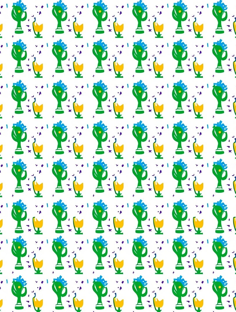 Green Trophies Yellow Cups Confetti Rug