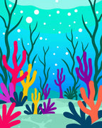 Vibrant Abstract Coral Reef Underwater Rug